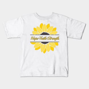 Sunflower Hope Faith Strength Kids T-Shirt